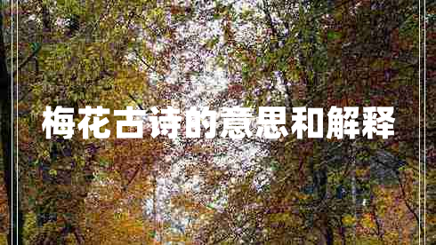 梅花古詩的意思和解釋