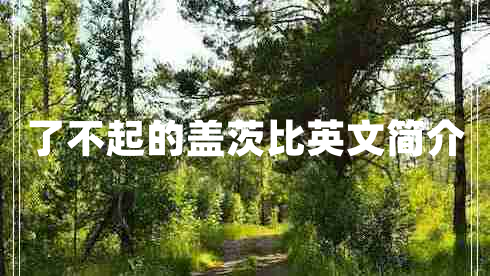 了不起的蓋茨比英文簡介