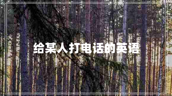 給某人打電話的英語(yǔ)