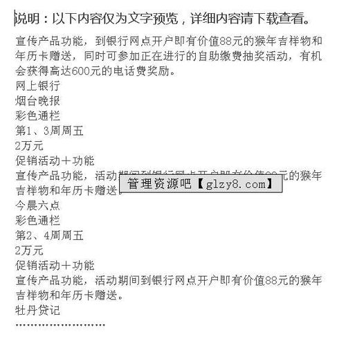 銀行業(yè)務活動策劃方案
