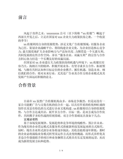 項(xiàng)目合作方案策劃書(shū)
