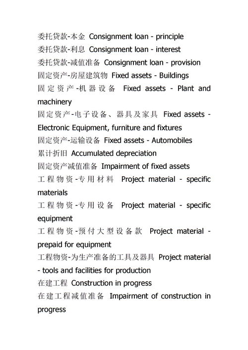 最新版,對(duì)照,中英文,會(huì)計(jì)科目