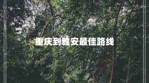 重慶到雅安最佳路線