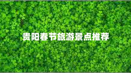 貴陽春節(jié)旅游景點推薦