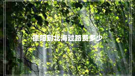 德陽到北海過路費多少