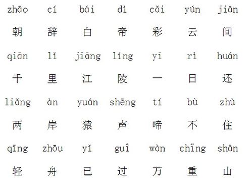 古詩早發(fā)白帝城詩句帶拼音