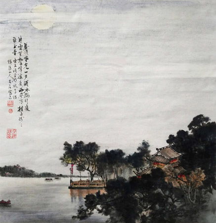 平湖,詩句,描寫,秋天