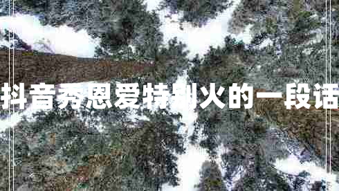 抖音秀恩愛特別火的一段話
