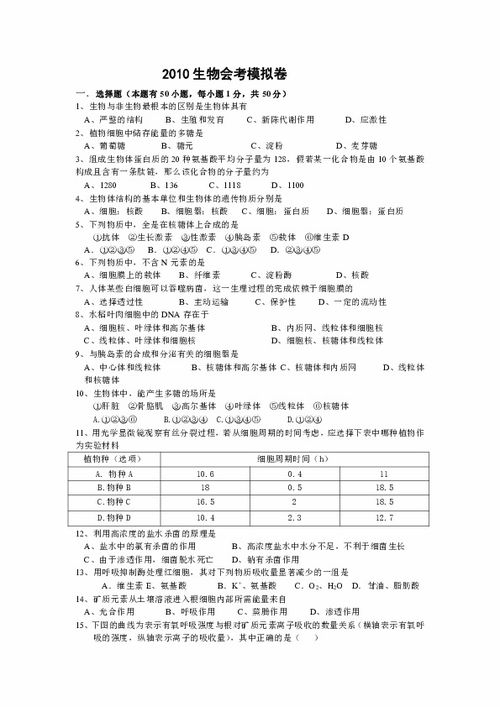 生物會考填卡注意事項